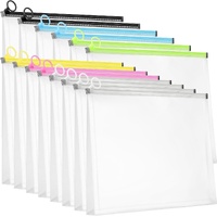 14 Pcs Back to School Clear Plastic Zip Envelope A4 Zipper Document Folder 13 x 9.7In File Expanding Pouch for Paper Pencil Storage Office Supplies (S