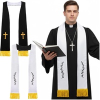 1 Pack Wedding Reversible Stole with Tassels, 75 Inch Clergy Mass Stoles Cross, White Embroidered Priest Sash Stole, Pastor Shawl for Officiant Robe C