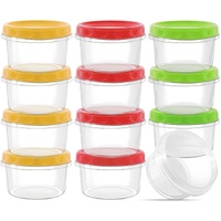 12 reusable 8-ounce plastic food containers with lids - deli containers - stackable food storage pots - dishwasher safe - microwave safe and freezer s
