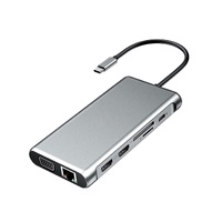 12 in 1 Multi-Interface Connection Type-C Expansion Dock Dual HDMI-compatible Converter - Grey
