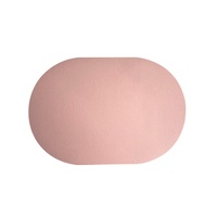 Table Mat Non-slip Wipeable Faux Leather Oval Shape Insulation Pad for Dining Room-Pink