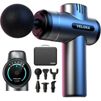 VELORA Mini Massage Gun - Deep Tissue Percussion Massager for Neck Back Shoulder Leg Foot - 6 Heads USB-C Rechargeable - Grey