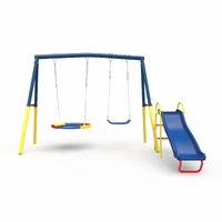 Swing Sets with Kids Slide for Backyard Outdoor, Metal and PE