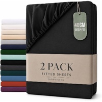 Hotel Quality Fitted sheets - 2 Piece Fitted sheets  -Breathable Bedding - Wrinkle, Fade, Stain Resistant- 26inch/40cm Deep Pocket Fitted Bed Sheet-Wr