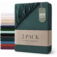 Hotel Quality Fitted sheets - 2 Piece Fitted sheets  -Breathable Bedding - Wrinkle, Fade, Stain Resistant- 26inch/40cm Deep Pocket Fitted Bed Sheet-Wr
