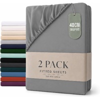 Hotel Quality Fitted sheets - 2 Piece Fitted sheets  -Breathable Bedding - Wrinkle, Fade, Stain Resistant- 26inch/40cm Deep Pocket Fitted Bed Sheet-Wr