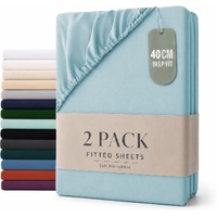 Hotel Quality Fitted sheets - 2 Piece Fitted sheets  -Breathable Bedding - Wrinkle, Fade, Stain Resistant- 26inch/40cm Deep Pocket Fitted Bed Sheet-Wr