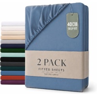 Hotel Quality Fitted sheets - 2 Piece Fitted sheets  -Breathable Bedding - Wrinkle, Fade, Stain Resistant- 26inch/40cm Deep Pocket Fitted Bed Sheet-Wr