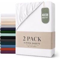 Hotel Quality Fitted sheets - 2 Piece Fitted sheets  -Breathable Bedding - Wrinkle, Fade, Stain Resistant- 26inch/40cm Deep Pocket Fitted Bed Sheet-Wr