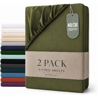 Hotel Quality Fitted sheets - 2 Piece Fitted sheets  -Breathable Bedding - Wrinkle, Fade, Stain Resistant- 26inch/40cm Deep Pocket Fitted Bed Sheet-Wr