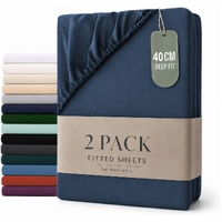 Hotel Quality Fitted sheets - 2 Piece Fitted sheets  -Breathable Bedding - Wrinkle, Fade, Stain Resistant- 26inch/40cm Deep Pocket Fitted Bed Sheet-Wr
