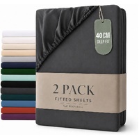 Hotel Quality Fitted sheets - 2 Piece Fitted sheets  -Breathable Bedding - Wrinkle, Fade, Stain Resistant- 26inch/40cm Deep Pocket Fitted Bed Sheet-Wr