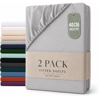Hotel Quality Fitted sheets - 2 Piece Fitted sheets  -Breathable Bedding - Wrinkle, Fade, Stain Resistant- 26inch/40cm Deep Pocket Fitted Bed Sheet-Wr