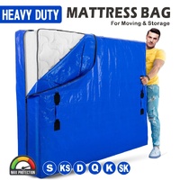Mattress Bag Mattresses Protector Plastic Moving Storage Dust Cover Carry Bed Waterproof Zipper Packing Reusable Disposal, Extra Thick Heavy Duty, wit