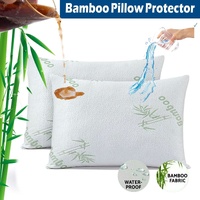 Waterproof Bamboo Pillow Protector Cover,100% Bug Water Proof Zippered Pillow Cases Standard/Queen Size ( 2 Pack,Green,48cm x 74cm)