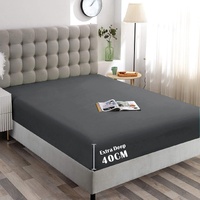 Hotel Quality Fitted Sheet - 1 Piece Fitted Sheet  -Breathable Bedding - Wrinkle, Fade, Stain Resistant- 16inch/40cm Deep Pocket Fitted Bed Sheet-Wrin