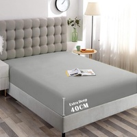 Hotel Quality Fitted Sheet - 1 Piece Fitted Sheet  -Breathable Bedding - Wrinkle, Fade, Stain Resistant- 16inch/40cm Deep Pocket Fitted Bed Sheet-Wrin