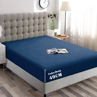 Hotel Quality Fitted Sheet - 1 Piece Fitted Sheet  -Breathable Bedding - Wrinkle, Fade, Stain Resistant- 16inch/40cm Deep Pocket Fitted Bed Sheet-Wrin