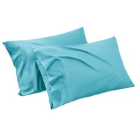 1000TC Ultra Soft Microfiber Pillowcases,Pair of Standard Pillow Covers,（ice blue, Standard Size, 48x74 cm)