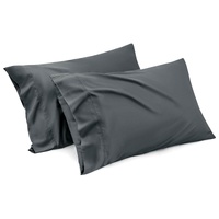 1000TC Ultra Soft Microfiber Pillowcases,Pair of Standard Pillow Covers,（Dark gray, Standard Size, 48x74 cm)