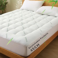 800GSM Mattress Topper Viscose Derived from Bamboo, Thick Pillowtop Fitted Mattress Cover with 45cm Deep Skirt - Machine Washable Hypoallergenic(Queen