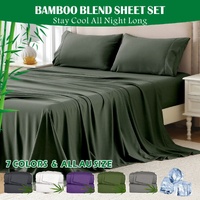4 Piece Hotel Bamboo Cooling Sheet Set -Ultra Soft 2000TC Breathable Bed Sheets Set with 37 Centimetre Deep Pocket-Cooling Sheets for Hot Sleepers(Oli