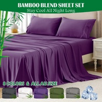 4 Piece Hotel Bamboo Cooling Sheet Set -Ultra Soft 2000TC Breathable Bed Sheets Set with 37 Centimetre Deep Pocket-Cooling Sheets for Hot Sleepers(Pur