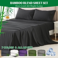 4 Piece Hotel Bamboo Cooling Sheet Set -Ultra Soft 2000TC Breathable Bed Sheets Set with 37 Centimetre Deep Pocket-Cooling Sheets for Hot Sleepers(Bla