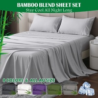4 Piece Hotel Bamboo Cooling Sheet Set -Ultra Soft 2000TC Breathable Bed Sheets Set with 37 Centimetre Deep Pocket-Cooling Sheets for Hot Sleepers(Sil