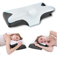 Bamboo Cervical Pillow for Neck and Shoulder Pain Relief Ergonomic Bed Pillow, Cooling Ergonomic Memory Foam Pillow Butterfly Shape for Side Back Stom