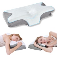 Bamboo Cervical Pillow for Neck and Shoulder Pain Relief Ergonomic Bed Pillow, Cooling Ergonomic Memory Foam Pillow Butterfly Shape for Side Back Stom