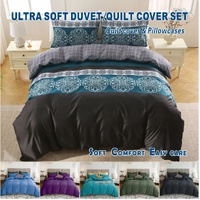 3 Piece Hotel Soft Microfiber Quilt Cover Set-2000TC Duvet/Donna Cover Set & Pillowcases -1 Quilt Cover Zipper Closure & 1 x Pillowcases-Breathable Be