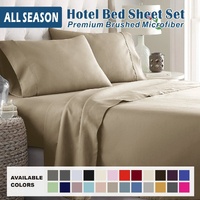 4 Piece Bed Sheet Set- Bedding Sheets & Pillowcases -Breathable Bedding - Wrinkle, Fade, Stain Resistant-Deep Pocket Flat Fitted Bed Sheet Set(Camel B
