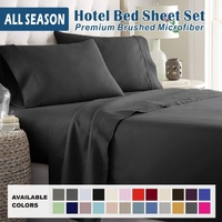 3 Piece Bed Sheet Set- Bedding Sheets & Pillowcases -Breathable Bedding - Wrinkle, Fade, Stain Resistant-Deep Pocket Flat Fitted Bed Sheet Set(Black,K