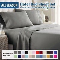 3 Piece Bed Sheet Set- Bedding Sheets & Pillowcases -Breathable Bedding - Wrinkle, Fade, Stain Resistant-Deep Pocket Flat Fitted Bed Sheet Set(Grey,Ki