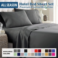 3 Piece Bed Sheet Set- Bedding Sheets & Pillowcases -Breathable Bedding - Wrinkle, Fade, Stain Resistant-Deep Pocket Flat Fitted Bed Sheet Set(Dark gr