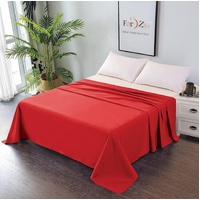 Elegant Comfort Premium Hotel Quality 1-Piece King Single Flat Sheet, Luxury and Softest 2000 Thread Count Bedding Flat Sheet(King Single,Red)
