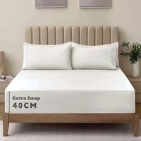 3 Piece Fitted Sheet Set- Fitted Sheet & Pillowcases -Breathable Bedding - Wrinkle, Fade, Stain Resistant- 40cm Deep Pocket Fitted Bed Sheet Set(Raw w