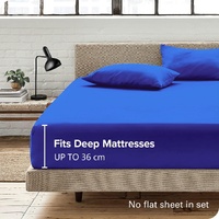 3 Piece Fitted Sheet Set- Fitted Sheet & Pillowcases -Breathable Bedding - Wrinkle, Fade, Stain Resistant- 40cm Deep Pocket Fitted Bed Sheet Set(Royal