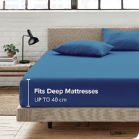 3 Piece Fitted Sheet Set- Fitted Sheet & Pillowcases -Breathable Bedding - Wrinkle, Fade, Stain Resistant- 40cm Deep Pocket Fitted Bed Sheet Set(Ocean