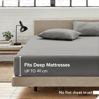 3 Piece Fitted Sheet Set- Fitted Sheet & Pillowcases -Breathable Bedding - Wrinkle, Fade, Stain Resistant- 40cm Deep Pocket Fitted Bed Sheet Set(Grey,
