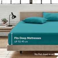 3 Piece Fitted Sheet Set- Fitted Sheet & Pillowcases -Breathable Bedding - Wrinkle, Fade, Stain Resistant- 40cm Deep Pocket Fitted Bed Sheet Set(Bisca