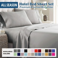 4 Piece Bed Sheet Set- Bedding Sheets & Pillowcases -Breathable Bedding - Wrinkle, Fade, Stain Resistant-Deep Pocket Flat Fitted Bed Sheet Set(Silver-