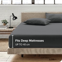 3 Piece Fitted Sheet Set- Fitted Sheet & Pillowcases -Breathable Bedding - Wrinkle, Fade, Stain Resistant- 40cm Deep Pocket Fitted Bed Sheet Set(Dark 