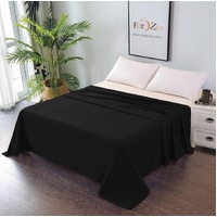 Elegant Comfort Premium Hotel Quality 1-Piece Super King Flat Sheet, Luxury and Softest 2000 Thread Count Bedding Flat Sheet(Super King,Black)