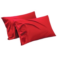 1000TC Ultra Soft Microfiber Pillowcases,Pair of Standard Pillow Covers,（red, Standard Size, 48x74 cm)