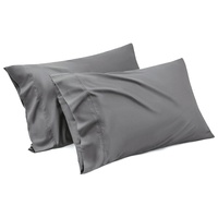 1000TC Ultra Soft Microfiber Pillowcases,Pair of Standard Pillow Covers,（Grey, Standard Size, 48x74 cm)