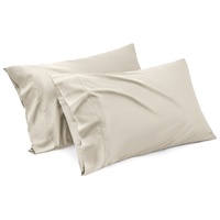 1000TC Ultra Soft Microfiber Pillowcases,Pair of Standard Pillow Covers,（cream, Standard Size, 48x74 cm)