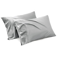 1000TC Ultra Soft Microfiber Pillowcases,Pair of Standard Pillow Covers,（Silver-gray, Standard Size, 48x74 cm)