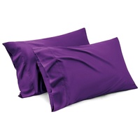 1000TC Ultra Soft Microfiber Pillowcases,Pair of Standard Pillow Covers,（purple, Standard Size, 48x74 cm)